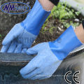 NMSAFETY Heavy Jersey recubierto de goma de látex azul resistente al agua mano de trabajo guante